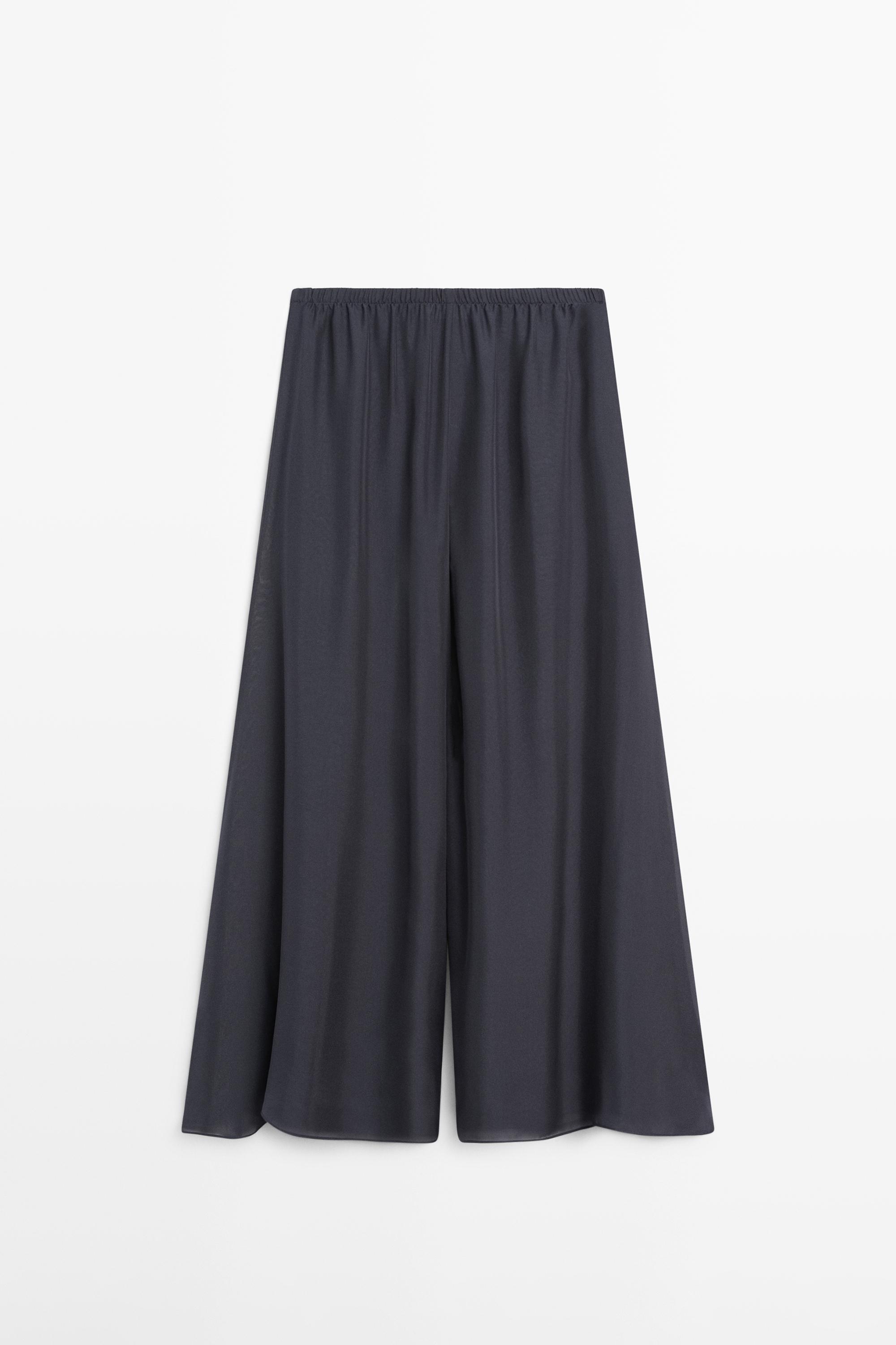 Flowing voluminous 100% silk trousers